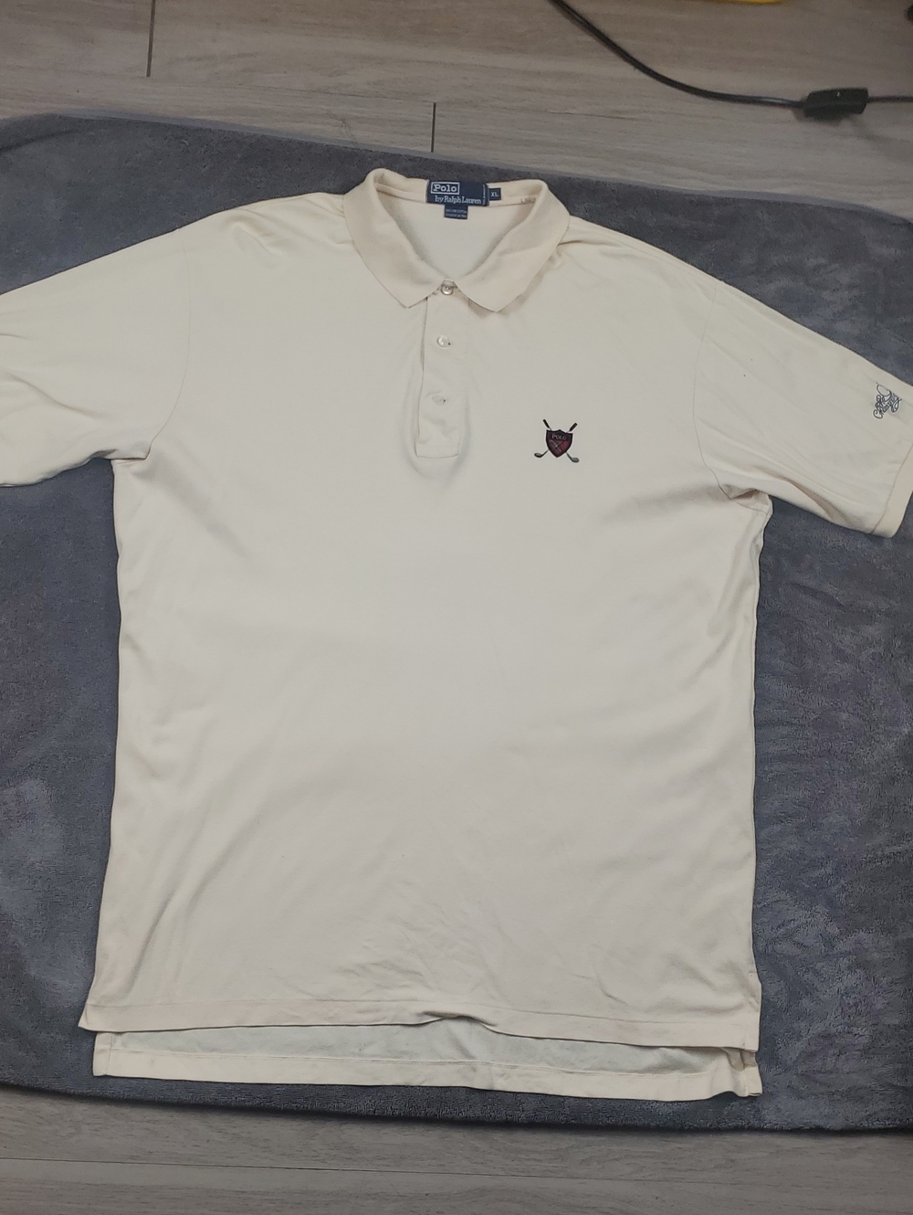 Polo Ralph Lauren XL Soft Yellow 100% Cotton Hockey Logo Polo Short Sleeve